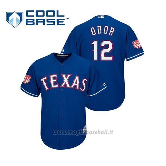Maglia Baseball Uomo Texas Rangers Rougned Odor Cool Base Entrenamiento De Primavera 2019 Blu